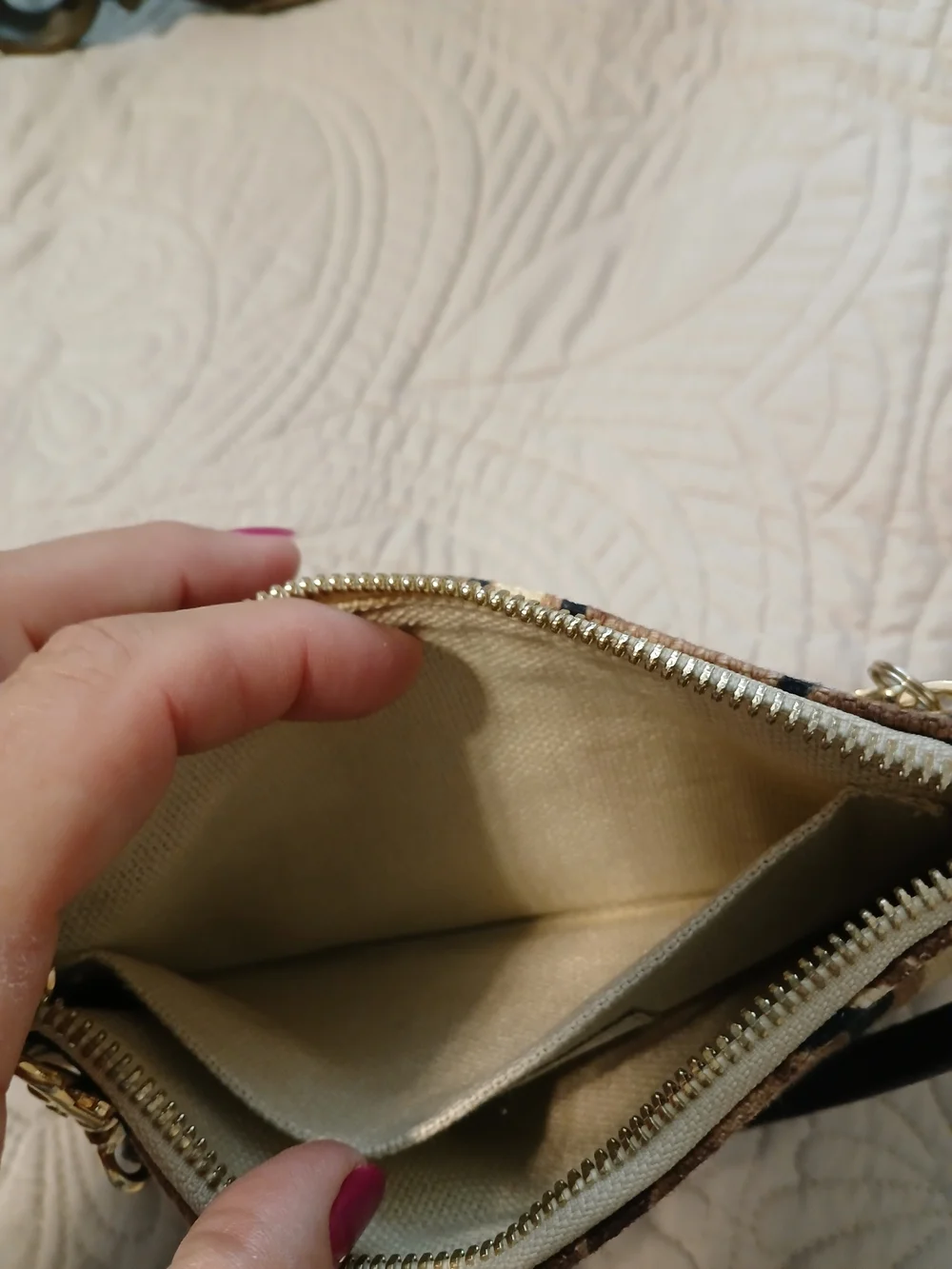 Spartina 449 Floral Wristlet Cosmetic Bag Brown & Black